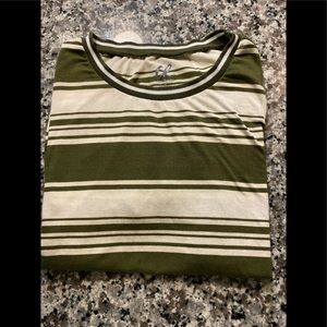 Green Striped Short Sleeve Top Size M